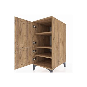 Kronos Komodin 3 Raflı 2 Kapaklı 44x59x96 Çam-çam