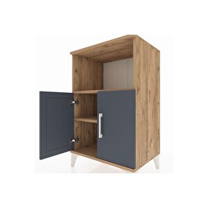 Hyperion Komodin 2 Raflı 2 Kapaklı 60x44x96 Çam-antrasit