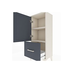 Arges Komodin 2 Raflı Tek Çekmeceli Tek Kapaklı 44x30x106 Aytaşı-antrasit