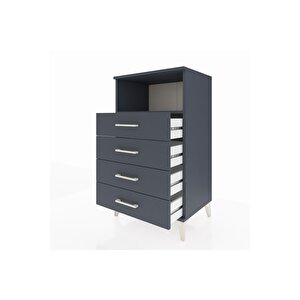Hyperion Komodin Tek Raflı 4 Çekmeceli 60x44x106 Antrasit-antrasit