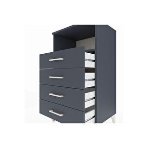 Hyperion Komodin Tek Raflı 4 Çekmeceli 60x44x106 Antrasit-antrasit