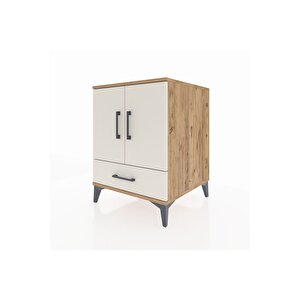 Kronos Komodin 2 Raflı Tek Çekmeceli 2 Kapaklı 60x59x80 Çam-aytaşı