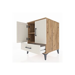 Kronos Komodin 2 Raflı Tek Çekmeceli 2 Kapaklı 60x59x80 Çam-aytaşı