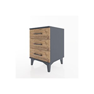 Hyperion Komodin 3 Çekmeceli 44x44x64 Antrasit-çam