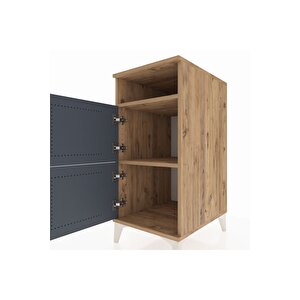 Kronos Komodin 2 Raflı 2 Kapaklı 44x59x96 Çam-antrasit