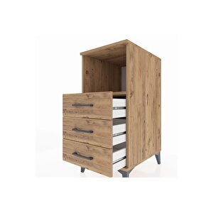 Kronos Komodin Tek Raflı 3 Çekmeceli 44x59x96 Çam-çam