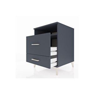 Kronos Komodin Tek Raflı 2 Çekmeceli 60x59x80 Antrasit-antrasit