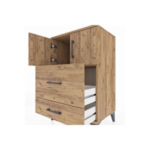 Hyperion Komodin Tek Raflı 2 Çekmeceli 2 Kapaklı 60x44x96 Çam-çam