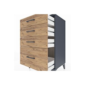Hyperion Komodin 4 Çekmeceli 60x44x96 Antrasit-çam