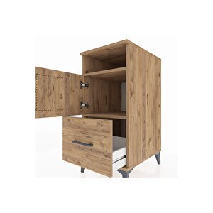 Kronos Komodin 2 Raflı Tek Çekmeceli Tek Kapaklı 44x59x96 Çam-çam