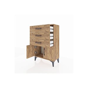 Arges Komodin 3 Çekmeceli 2 Kapaklı 60x30x96 Çam-çam