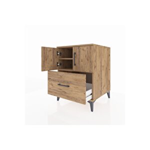 Kronos Komodin 2 Raflı Tek Çekmeceli 2 Kapaklı 60x59x80 Çam-çam