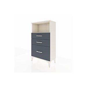 Arges Komodin Tek Raflı 3 Çekmeceli 60x30x106 Aytaşı-antrasit