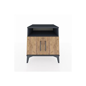 Kronos Komodin 2 Raflı 2 Kapaklı 60x59x64 Antrasit-çam