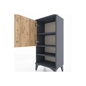 Arges Komodin 3 Raflı Tek Kapaklı 44x30x96 Antrasit-çam