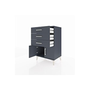 Hyperion Komodin 3 Çekmeceli 2 Kapaklı 60x44x96 Antrasit-antrasit