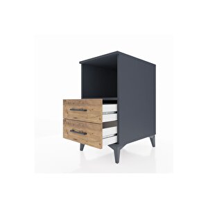 Kronos Komodin Tek Raflı 2 Çekmeceli 44x59x80 Antrasit-çam