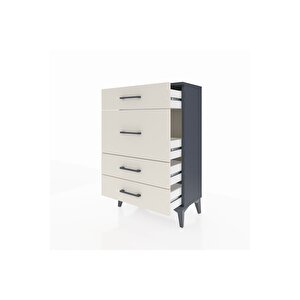 Arges Komodin 4 Çekmeceli 60x30x96 Antrasit-aytaşı