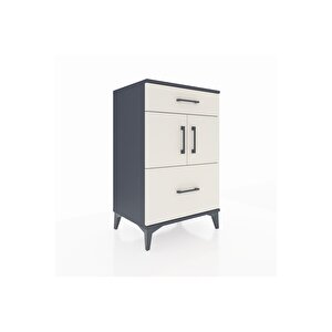 Hyperion Komodin Tek Raflı 2 Çekmeceli 2 Kapaklı 60x44x96 Antrasit-aytaşı