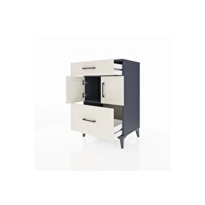 Hyperion Komodin Tek Raflı 2 Çekmeceli 2 Kapaklı 60x44x96 Antrasit-aytaşı