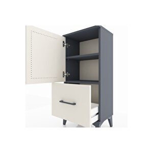 Arges Komodin 2 Raflı Tek Çekmeceli Tek Kapaklı 44x30x96 Antrasit-aytaşı