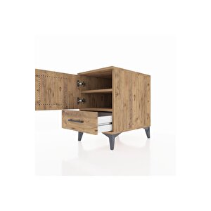 Kronos Komodin 2 Raflı Tek Çekmeceli Tek Kapaklı 44x59x64 Çam-çam