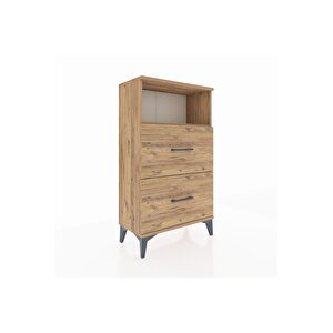 Arges Komodin Tek Raflı 2 Çekmeceli 60x30x106 Çam-çam