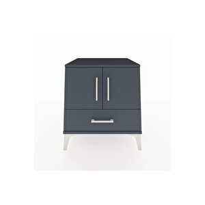 Kronos Komodin 2 Raflı Tek Çekmeceli 2 Kapaklı 60x59x64 Antrasit-antrasit