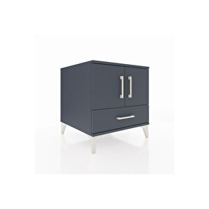 Kronos Komodin 2 Raflı Tek Çekmeceli 2 Kapaklı 60x59x64 Antrasit-antrasit