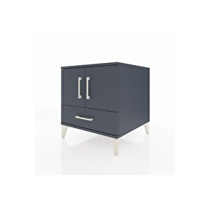 Kronos Komodin 2 Raflı Tek Çekmeceli 2 Kapaklı 60x59x64 Antrasit-antrasit