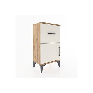 Arges Komodin Tek Raflı Tek Çekmeceli Tek Kapaklı 44x30x80 Çam-aytaşı