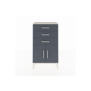 Arges Komodin Tek Raflı 3 Çekmeceli 2 Kapaklı 60x30x106 Aytaşı-antrasit