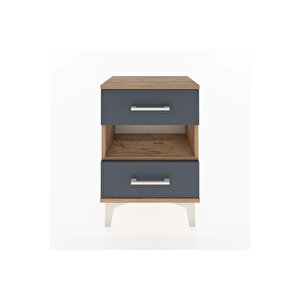 Arges Komodin Tek Raflı 2 Çekmeceli 44x30x64 Çam-antrasit