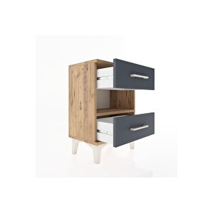 Arges Komodin Tek Raflı 2 Çekmeceli 44x30x64 Çam-antrasit