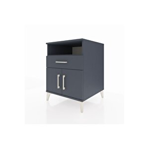 Kronos Komodin 2 Raflı Tek Çekmeceli 2 Kapaklı 60x59x80 Antrasit-antrasit