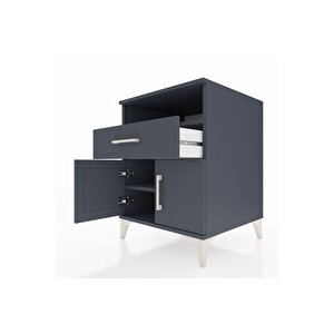 Kronos Komodin 2 Raflı Tek Çekmeceli 2 Kapaklı 60x59x80 Antrasit-antrasit