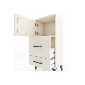 Arges Komodin Tek Raflı 2 Çekmeceli Tek Kapaklı 44x30x96 Aytaşı-aytaşı