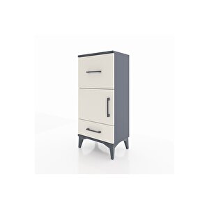 Arges Komodin Tek Raflı 2 Çekmeceli Tek Kapaklı 44x30x96 Antrasit-aytaşı