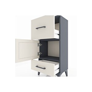 Arges Komodin Tek Raflı 2 Çekmeceli Tek Kapaklı 44x30x96 Antrasit-aytaşı