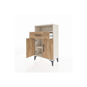 Arges Komodin 2 Raflı Tek Çekmeceli 2 Kapaklı 60x30x96 Aytaşı-çam
