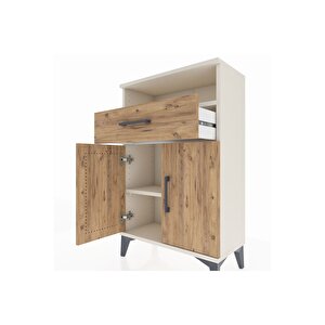 Arges Komodin 2 Raflı Tek Çekmeceli 2 Kapaklı 60x30x96 Aytaşı-çam