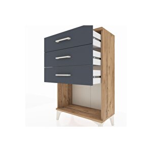Arges Komodin 3 Çekmeceli 60x30x96 Çam-antrasit