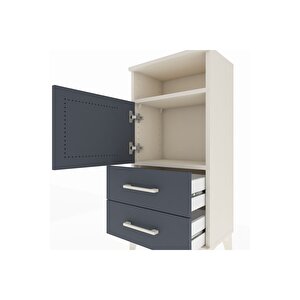 Arges Komodin 2 Raflı 2 Çekmeceli Tek Kapaklı 44x30x96 Aytaşı-antrasit