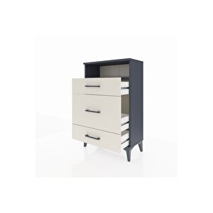 Arges Komodin Tek Raflı 3 Çekmeceli 60x30x96 Antrasit-aytaşı