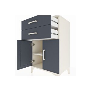 Hyperion Komodin Tek Raflı 2 Çekmeceli 2 Kapaklı 60x44x96 Aytaşı-antrasit