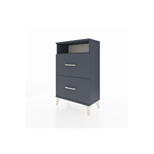 Arges Komodin Tek Raflı 2 Çekmeceli 60x30x96 Antrasit-antrasit