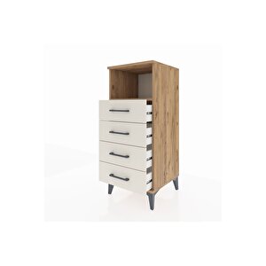 Hyperion Komodin Tek Raflı 4 Çekmeceli 44x44x106 Çam-aytaşı