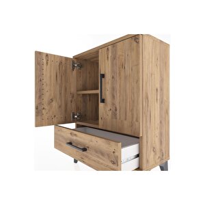Arges Komodin 2 Raflı Tek Çekmeceli Tek Kapaklı 60x30x80 Çam-çam