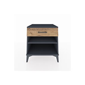 Kronos Komodin Tek Raflı Tek Çekmeceli 60x59x64 Antrasit-çam