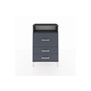 Arges Komodin Tek Raflı 3 Çekmeceli 60x30x96 Antrasit-antrasit